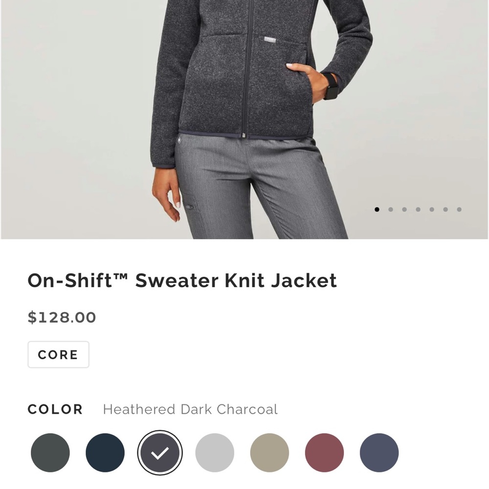 NEW Figs On Shift knit sweater jacket heathered darked charcoal - Picture 3 of 5